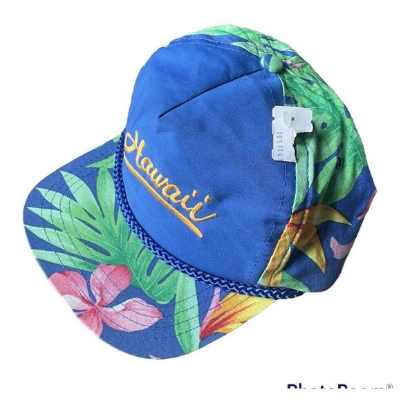 Vintage 80s Hawaii Floral Trucker Hat Cap SnapBack Embroidered NEW - Picture 2 of 6